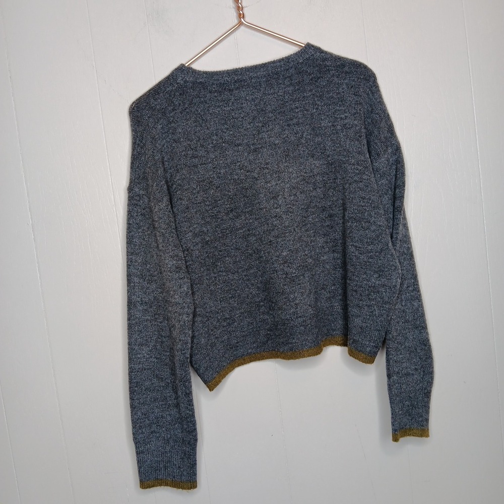 Natural Life Intarsia Icon Sweater M Charcoal Daisy Boxy Pullover Crew Neck Cozy - Picture 9 of 10